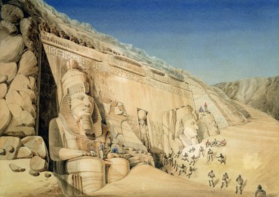 La excavación del Gran Templo de Ramsés II, Abu Simbel de Louis M.A. Linant de Bellefonds